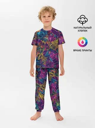 Детская пижама с брюками / Neon Robots