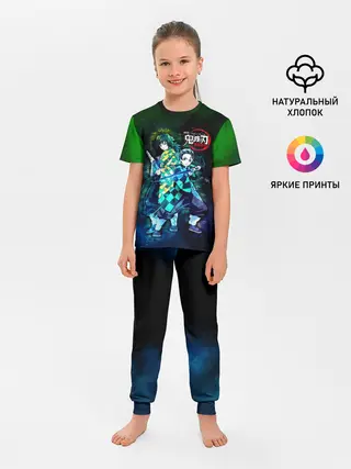 Детская пижама с брюками / Гию и Танджиро Kimetsu no Yaiba