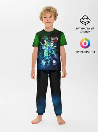 Детская пижама с брюками / Гию и Танджиро Kimetsu no Yaiba