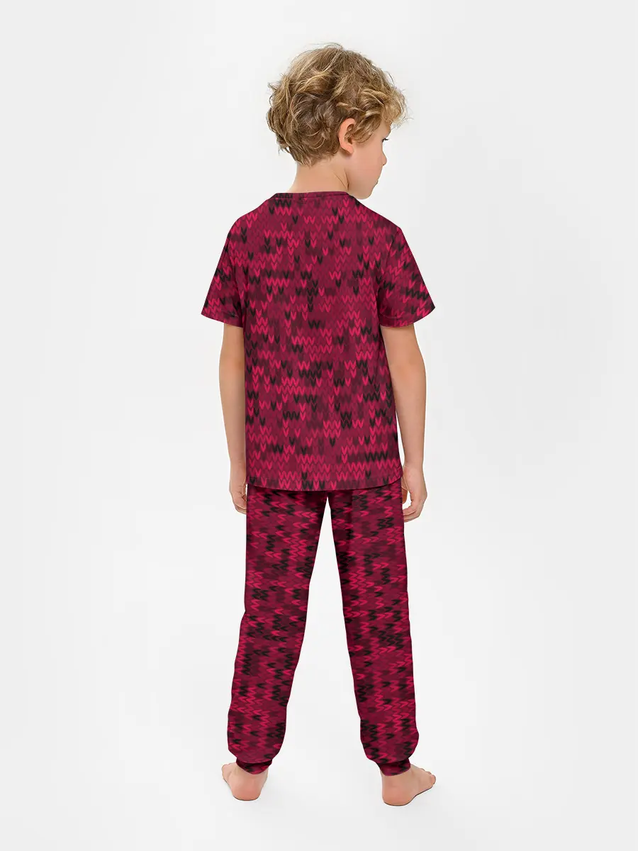 Детская пижама с брюками / Красно-черный абстрактный узор