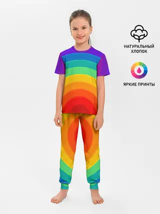Детская пижама с брюками / Круговая радуга