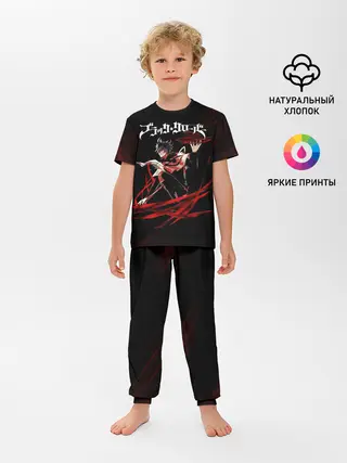 Детская пижама с брюками / Чёрный клевер магия Юно