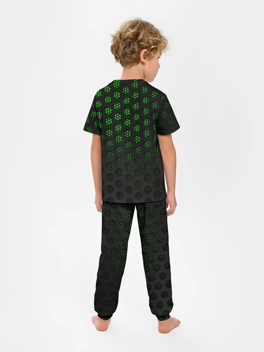 Детская пижама с брюками / Зелёные соты 3D