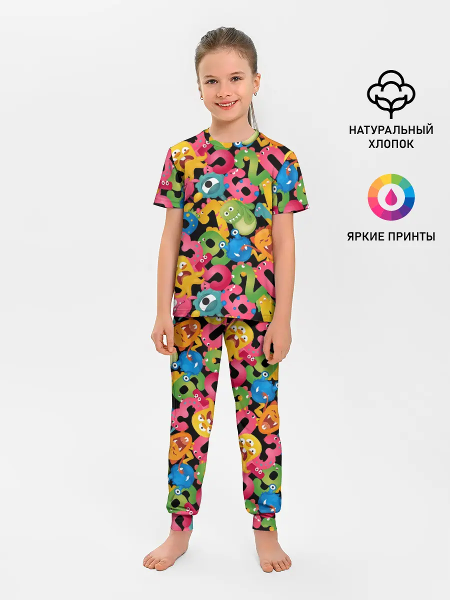 Детская пижама с брюками / Monstry с цифрами