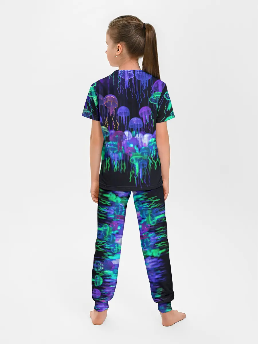 Детская пижама с брюками / Неоновые медузы