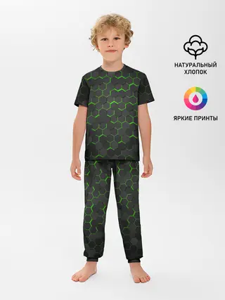 Детская пижама с брюками / OCTAGON зеленый