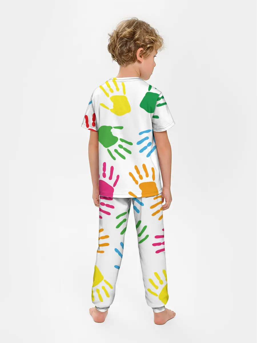 Детская пижама с брюками / Цветные ладошки - Детский узор