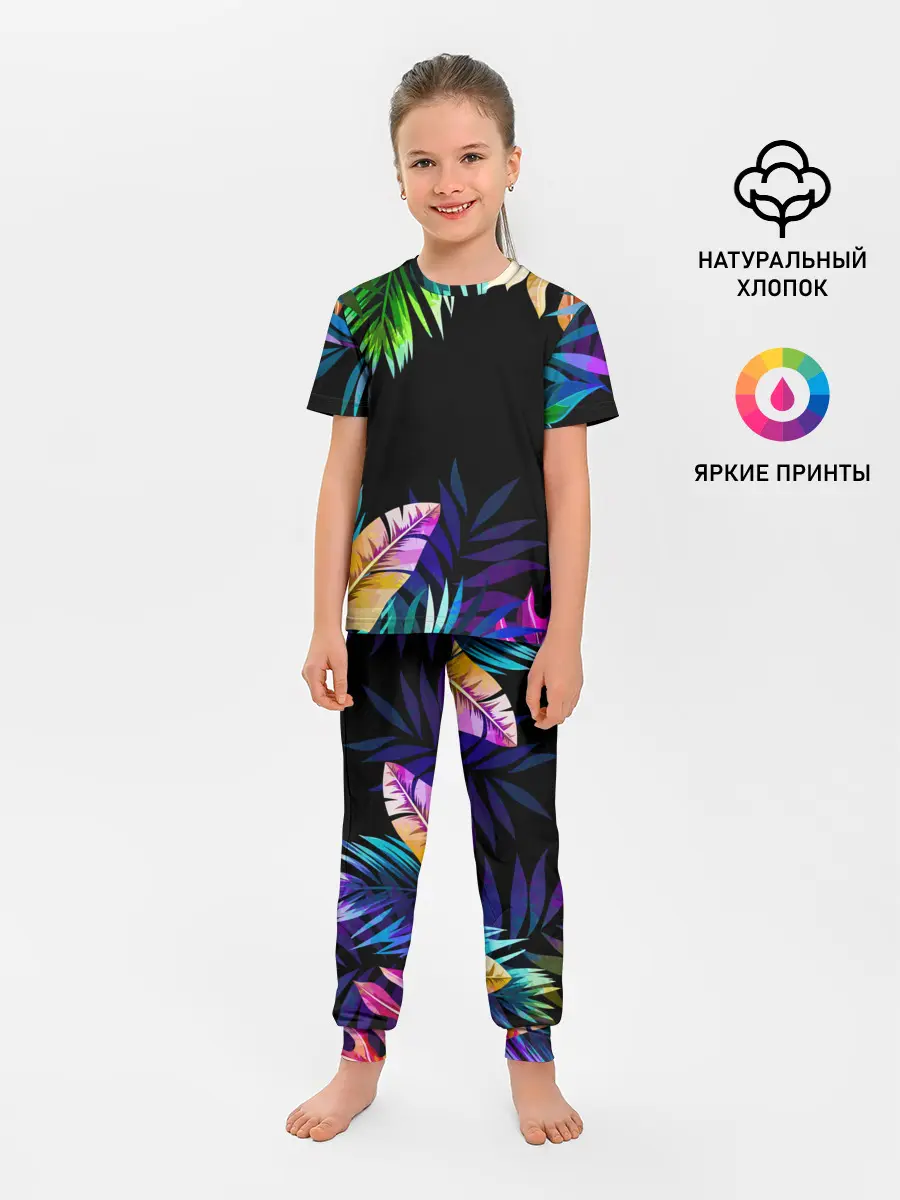 Детская пижама с брюками / Тропическая Ночь