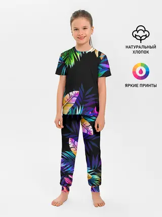 Детская пижама с брюками / Тропическая Ночь