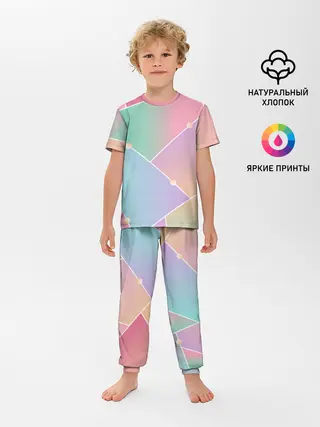 Детская пижама с брюками / Нежные цвета геометрии