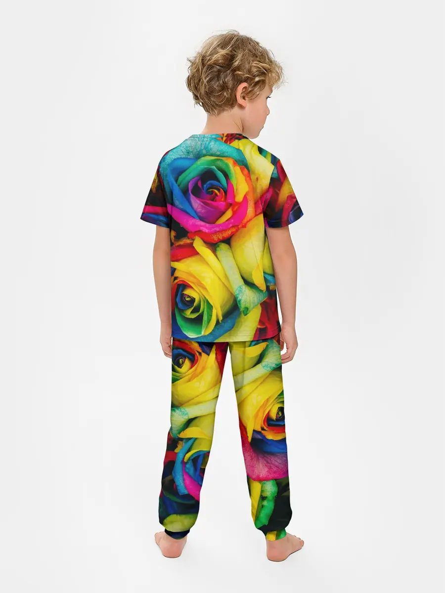 Детская пижама с брюками / Разноцветные розы