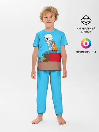 Детская пижама с брюками / Скелетон геодезист