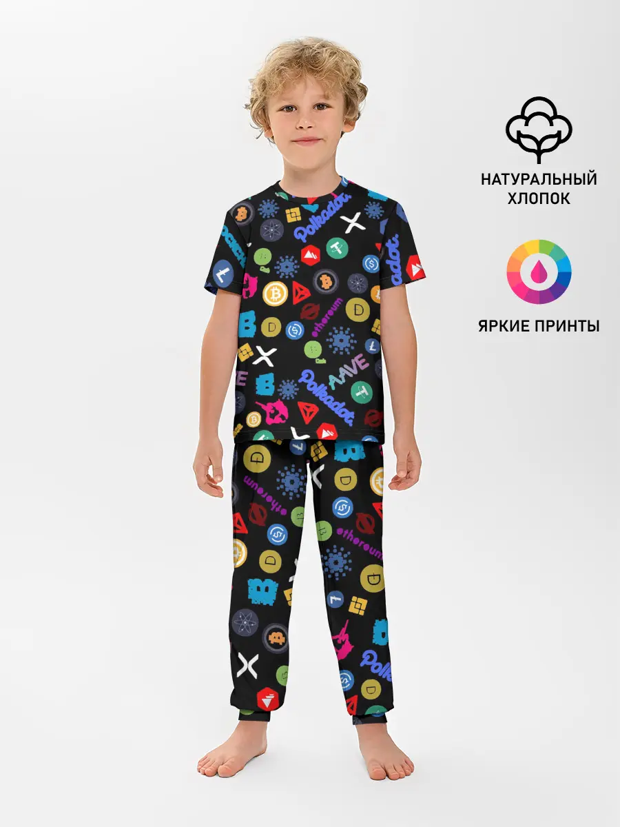Детская пижама с брюками / BITCOIN PATTERN | БИТКОИН