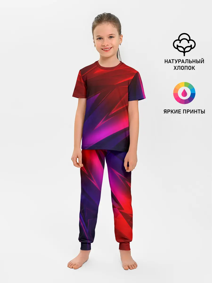 Детская пижама с брюками / NEON GEOMETRY STRIPES