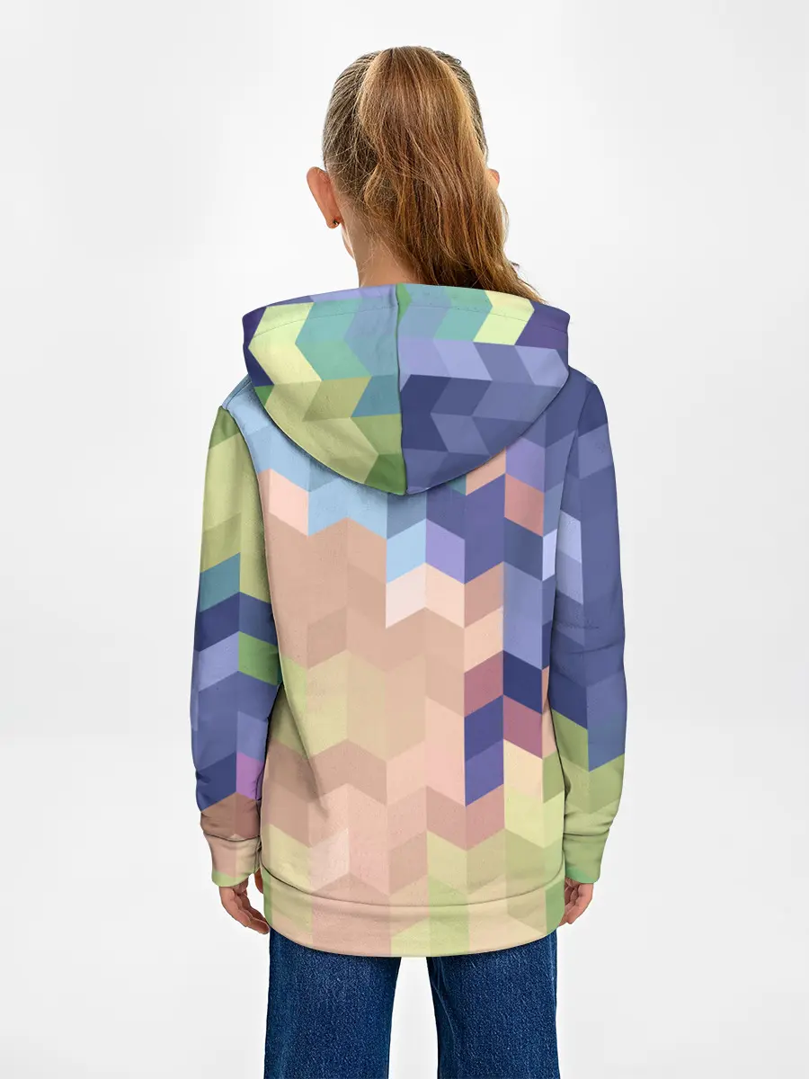 Детское худи / Абстрактный бежево-синий узор