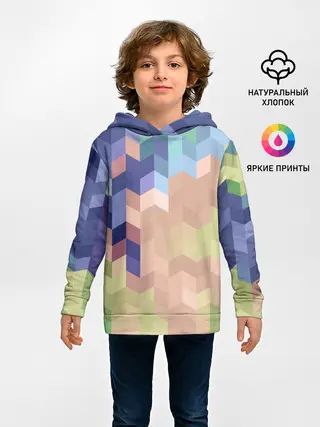 Детское худи / Абстрактный бежево-синий узор