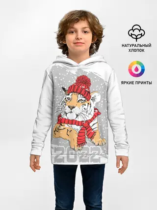 Детское худи / Тигр в красной шапке
