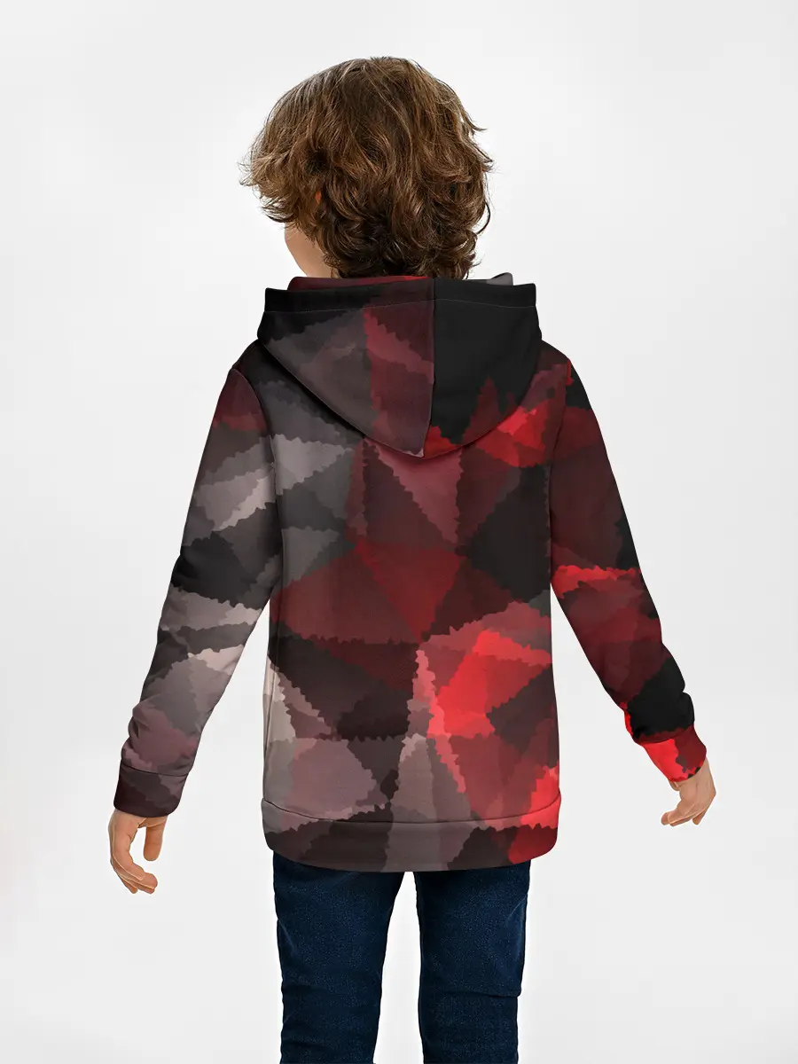Детское худи / Серо-красная абстракция