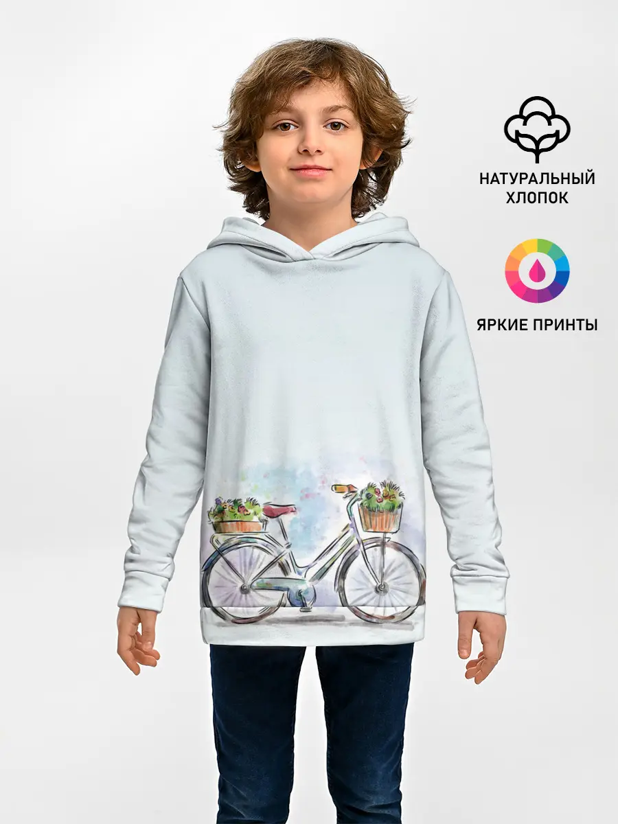 Детское худи / акварельный велосипед