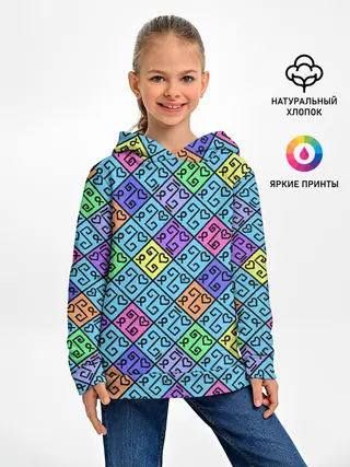 Детское худи / Неоновый яркий абстрактный узо