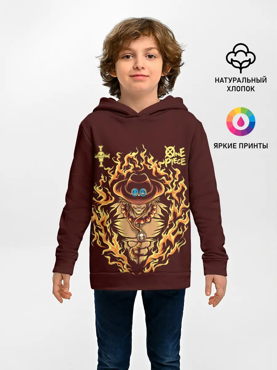 Детское худи / One Piece Портгас Д. Эйс в огне
