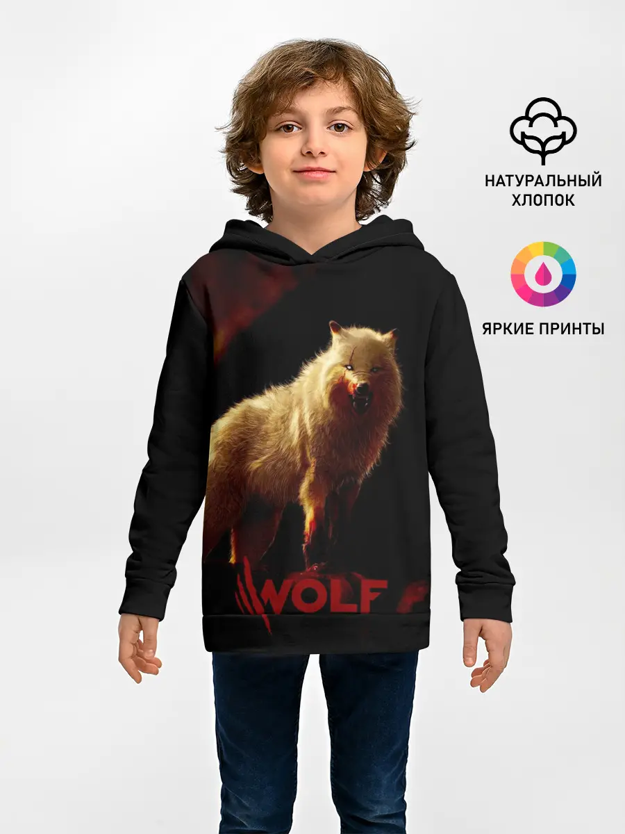 Детское худи / Красный волк.