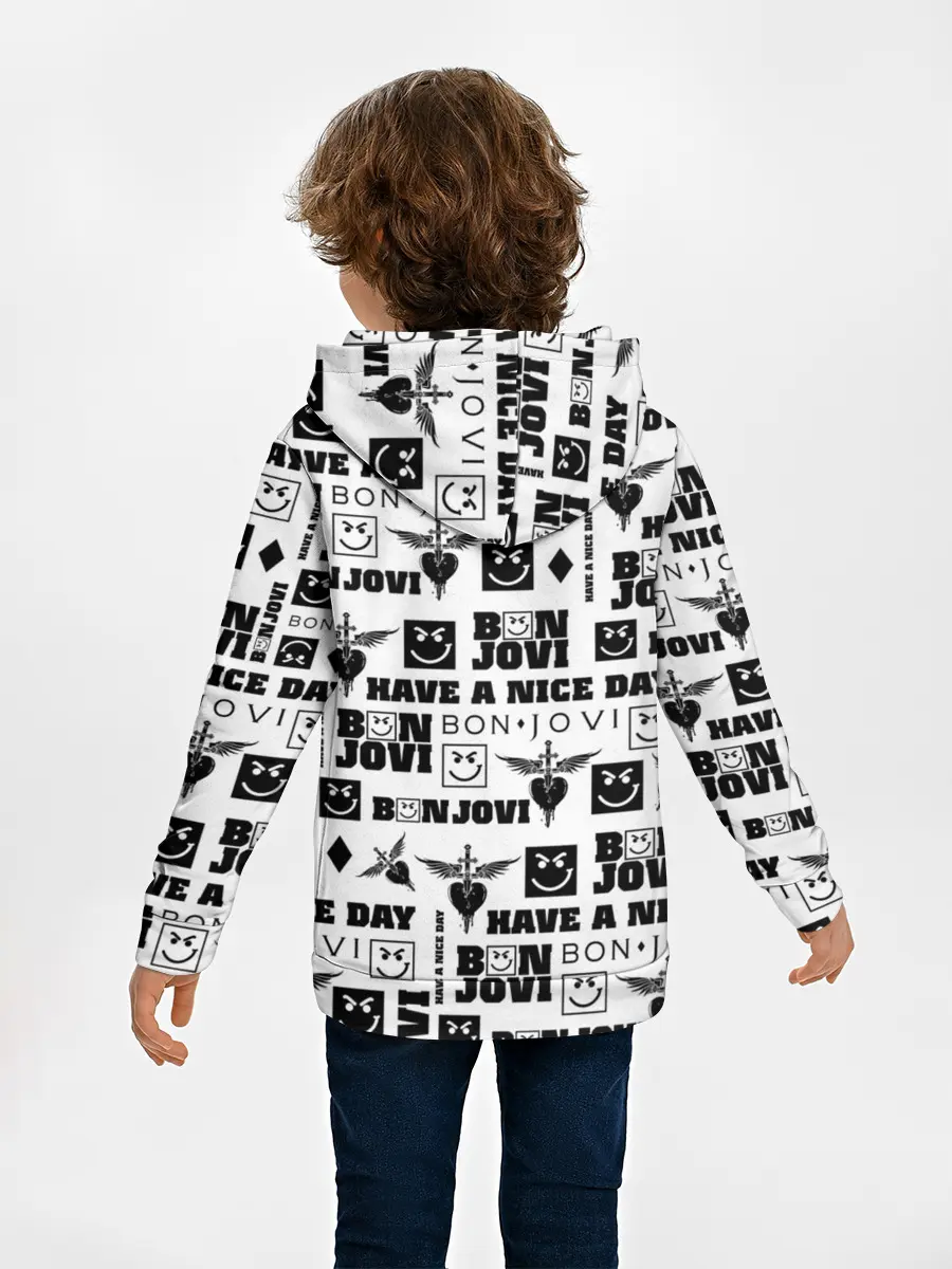 Детское худи / BON JOVI ЛОГОБОМБИНГ | БОН ДЖОВИ ПАТТЕРН