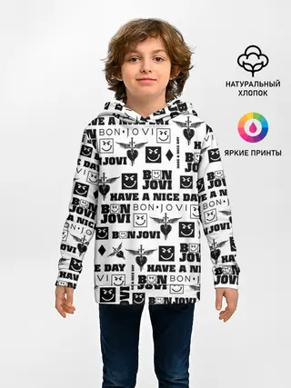 Детское худи / BON JOVI ЛОГОБОМБИНГ | БОН ДЖОВИ ПАТТЕРН