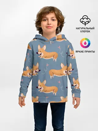Детское худи / Корги с бабочкой
