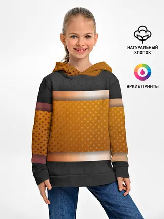 Детское худи / 3d gold / black
