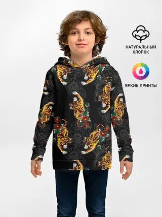 Детское худи / Японский стиль - тигры