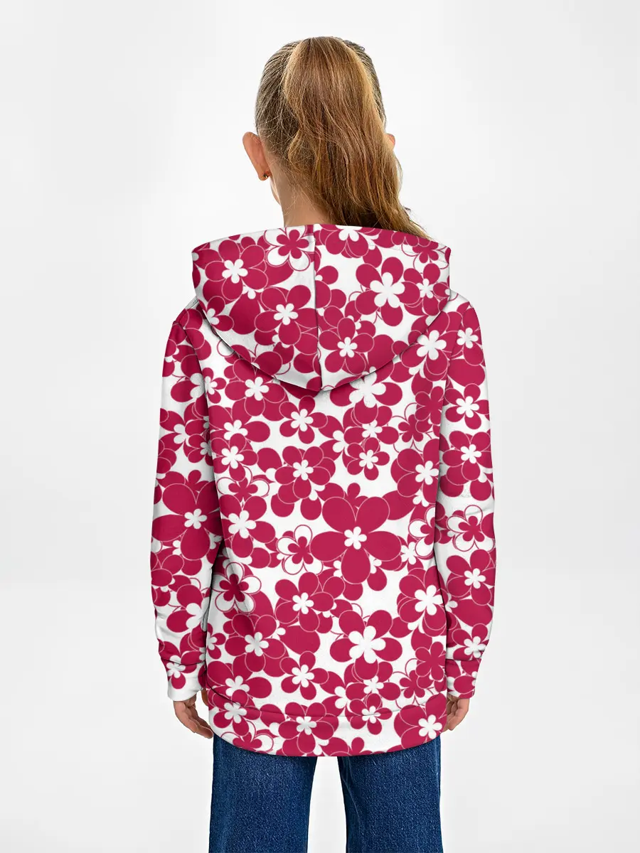 Детское худи / Бело-красный цветочный