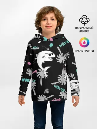 Детское худи / Акула и серфинг