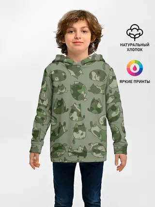 Детское худи / Камуфляж с котиками