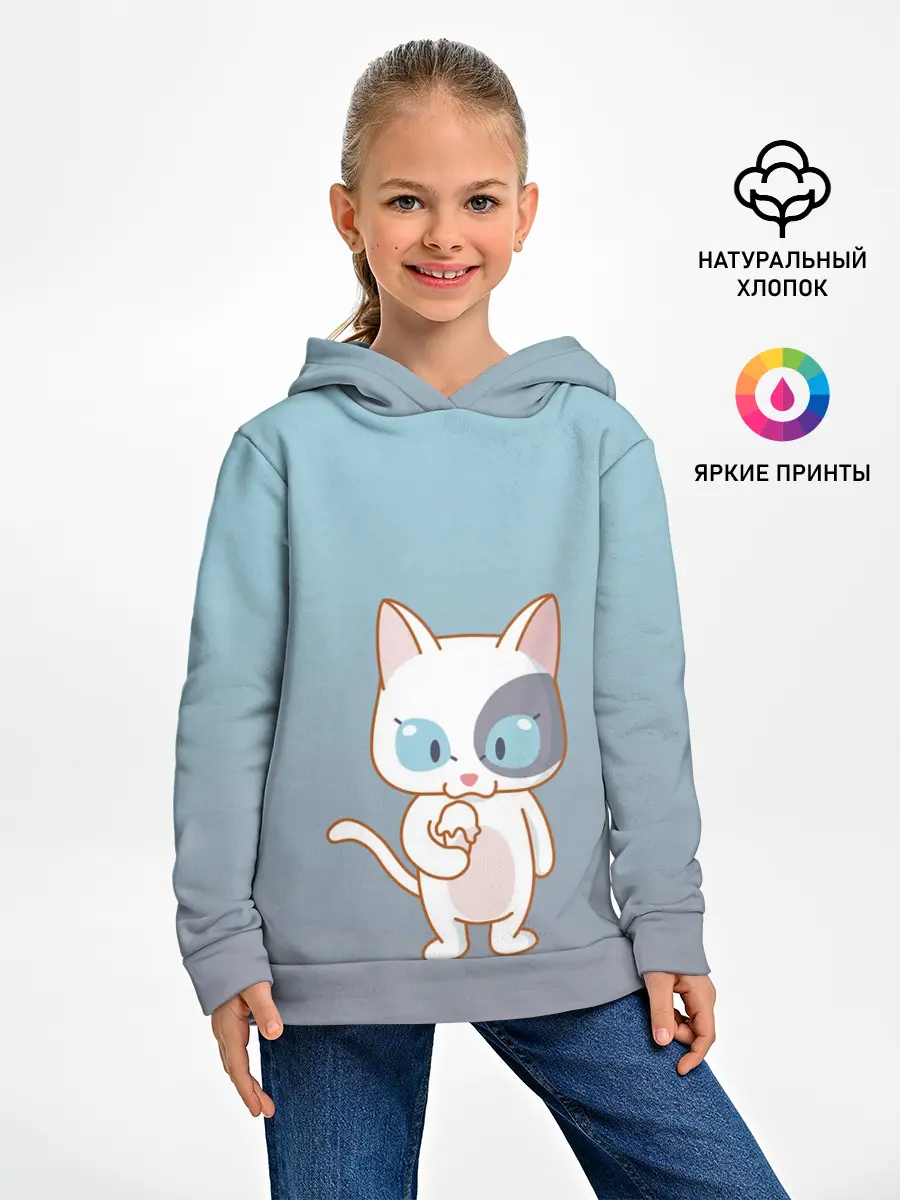 Детское худи / кот с мороженкой