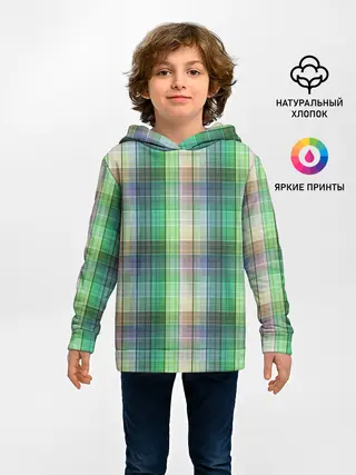 Детское худи / Зеленый клетчатый узор