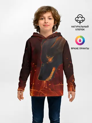 Детское худи / ОГНЕНЫЙ ВОЛК, 3d