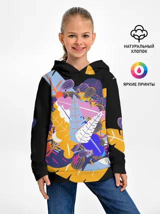 Детское худи / узор из листьев и цветов