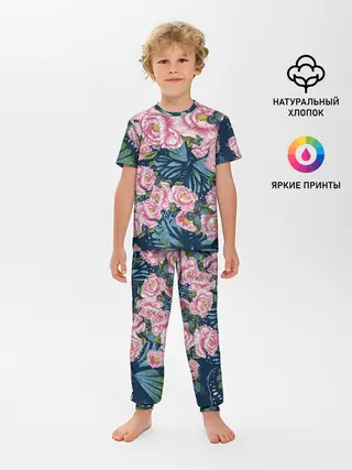 Детская пижама с брюками / Пионы