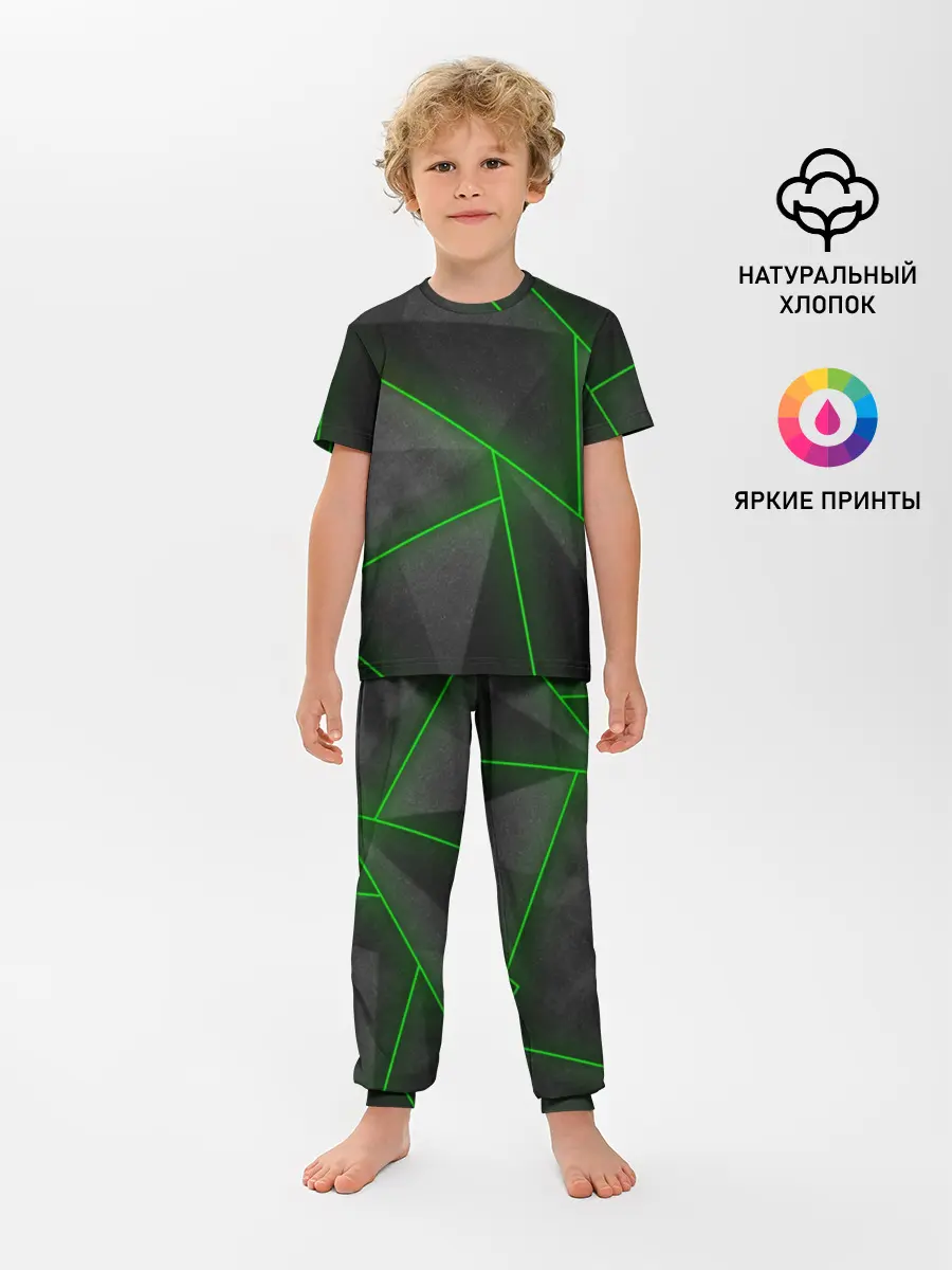 Детская пижама с брюками / Неоновые линии