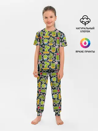 Детская пижама с брюками / Кактусы