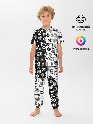 Детская пижама с брюками / DESTINY LOGOBOMBING ЧЁРНО БЕЛОЕ