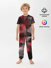 Детская пижама с брюками / Серо-красная абстракция