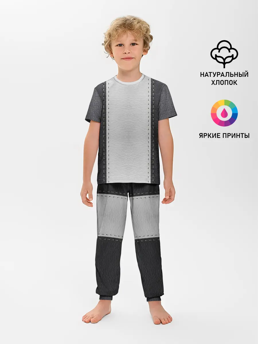 Детская пижама с брюками / Черно белая кожа