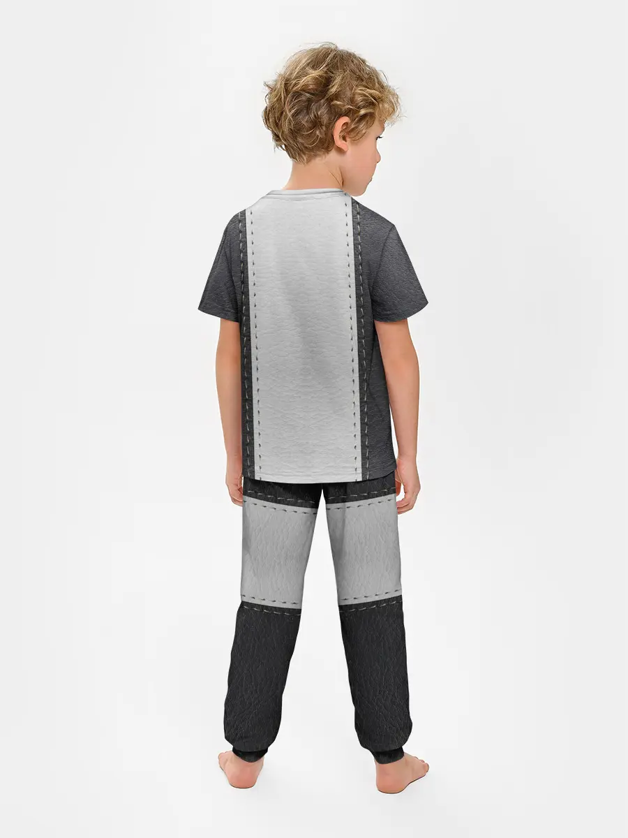 Детская пижама с брюками / Черно белая кожа