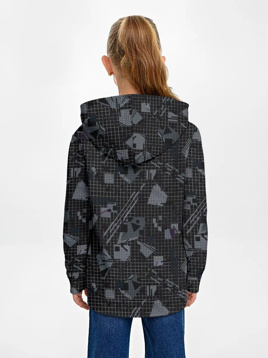 Детское худи / Темный серый узор мемфис