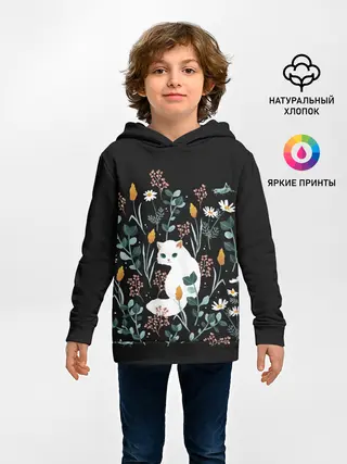 Детское худи / Кошечка среди цветов