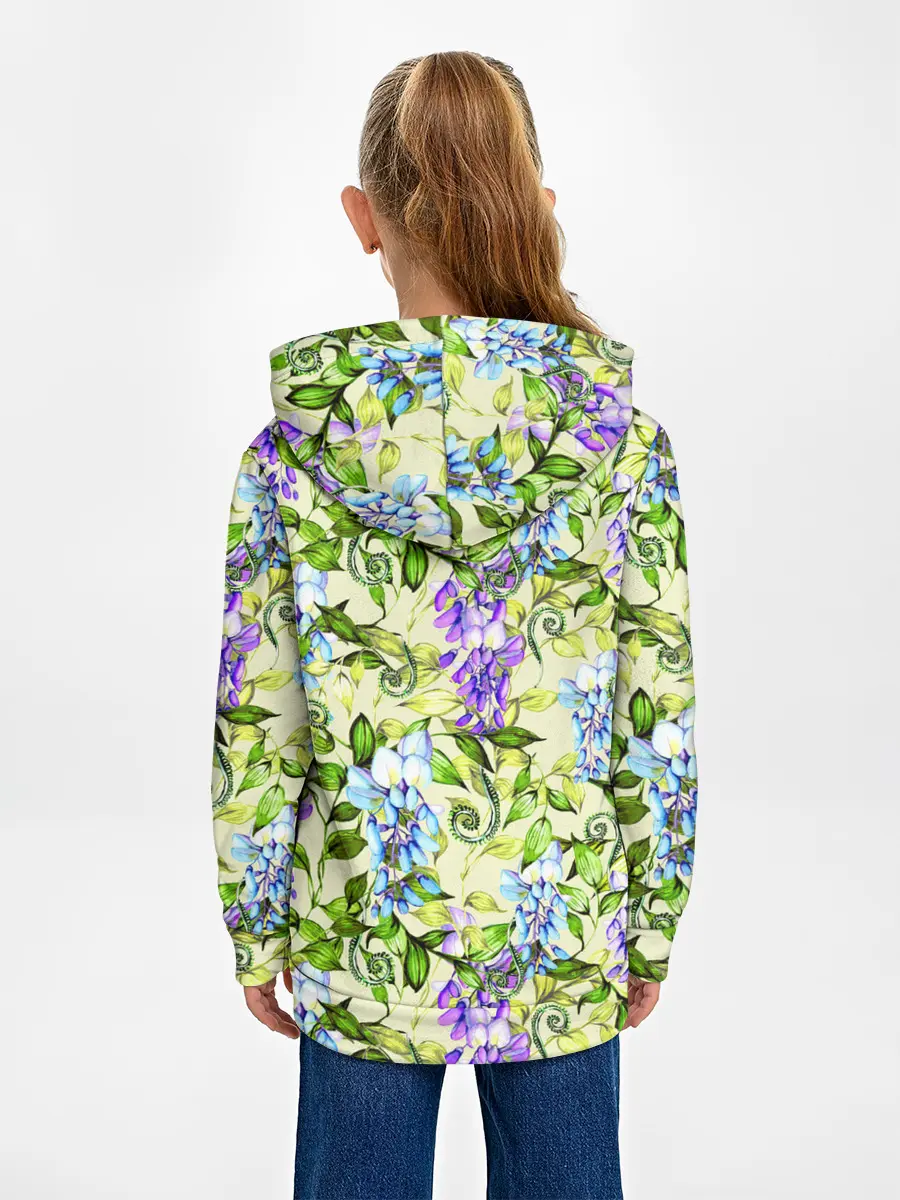 Детское худи / Глициния на бежевом фоне