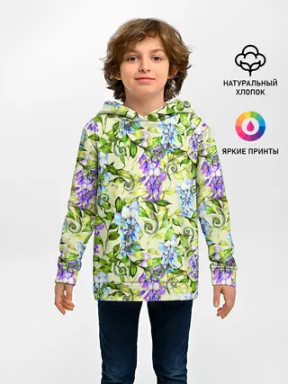 Детское худи / Глициния на бежевом фоне
