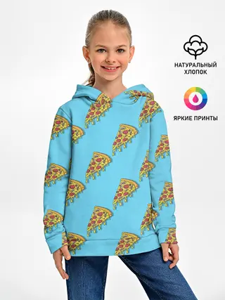 Детское худи / Пицца паттерн на голубом